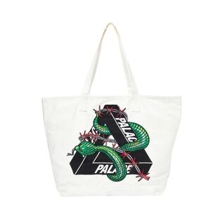 Palace White Tote Bag with Green Snake Design